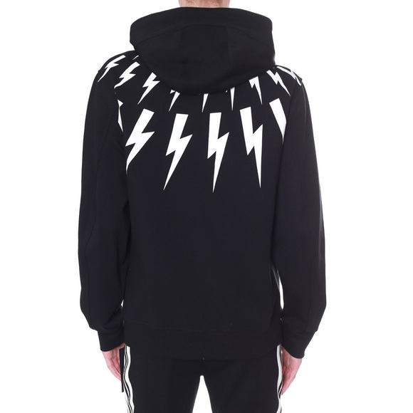 Neil Barrett Black Lightning Bolt Zip Hoodie - Picture 2 of 7